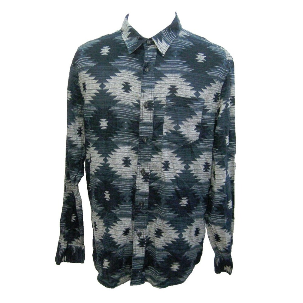 AMERICAN EAGLE Men's (Size XL) Blue Southwestern Aztec Button Front Shirt Cotton